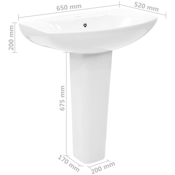 Vapaasti seisova pesuallas jalustalla keraaminen Violandra 650x520x200 mm