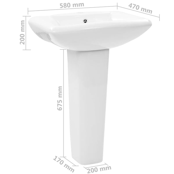 Vapaasti seisova pesuallas jalustalla keraaminen Leota 580x470x200mm