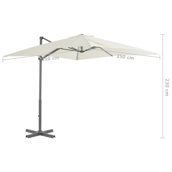 Aurinkovarjo cantilever alumiinitolpalla 250x250 cm hiekka