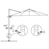 Aurinkovarjo cantilever alumiinitolpalla 250x250 cm vihreä