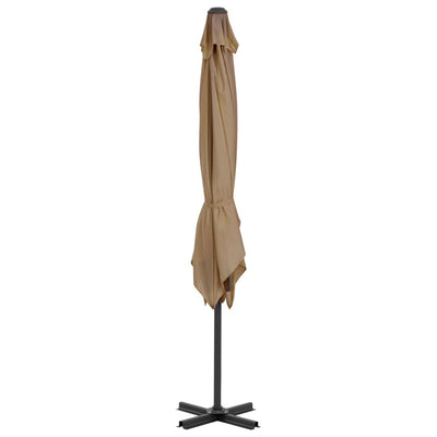 Aurinkovarjo cantilever alumiinitolpalla 250x250 cm taupe