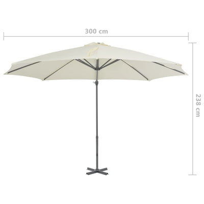 Aurinkovarjo cantilever alumiinitolpalla 300 cm hiekka