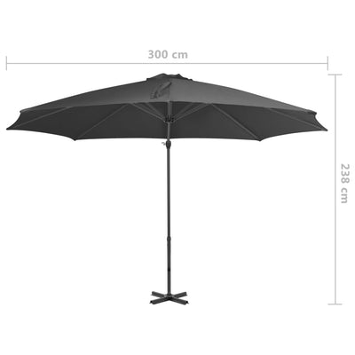Aurinkovarjo cantilever alumiinitolpalla 300 cm antrasiitti
