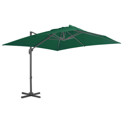 Aurinkovarjo cantilever alumiinitolpalla 300x300 cm vihreä