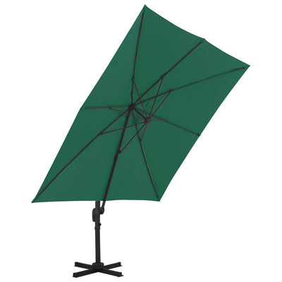 Aurinkovarjo cantilever alumiinitolpalla 300x300 cm vihreä