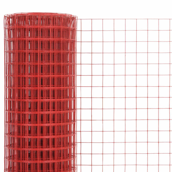 Kanaverkko teräs PVC pinnoitteella 10x1 m punainen