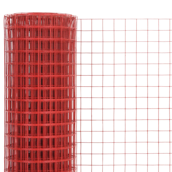 Kanaverkko teräs PVC pinnoitteella 25x1 m punainen