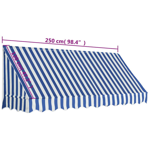Bistromarkiisi 250x120 cm sininen ja valkoinen