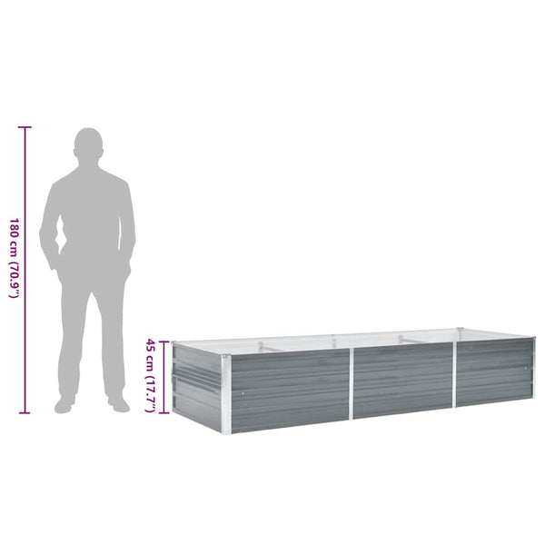 Harmaa korotettu kukkalaatikko galvanoitu teräs Hareclia 240x80x45cm