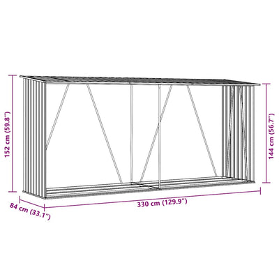 Harmaa puuvaja galvanoitu teräs Stoleru 330x84x152cm