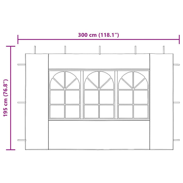 Sininen juhlateltan ikkunallinen sivuseinä Wentworth (2 kpl pe)