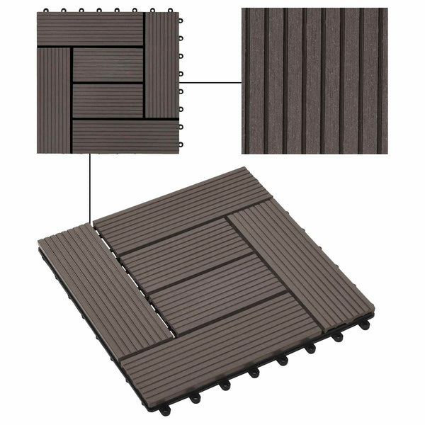 Laudat 11 kpl Tumma ruskea 30 x 30 cm WPC