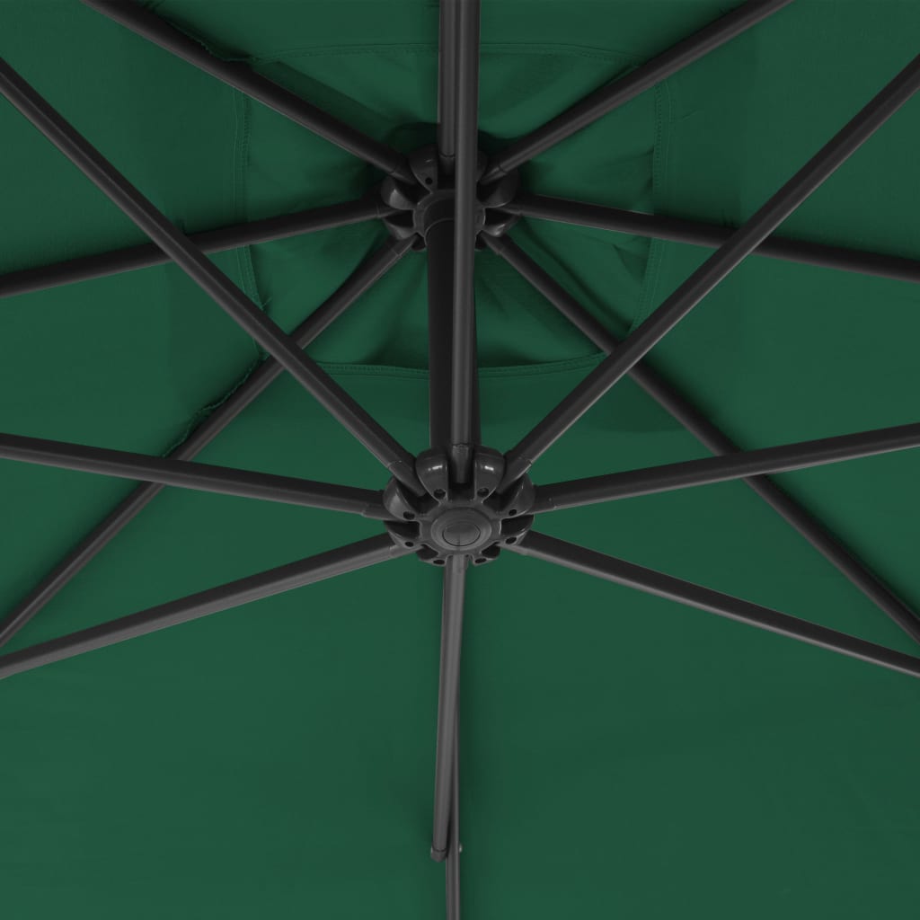 Aurinkovarjo cantilever terästolpalla 300 cm vihreä