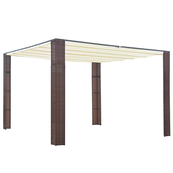 Ruskea ja kerma huvimaja katolla polyrottinki Redius 300x300x200cm