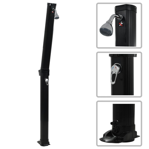Musta kokoontaittuva aurinkovoimasuihku Deliuta 214cm (23 l)