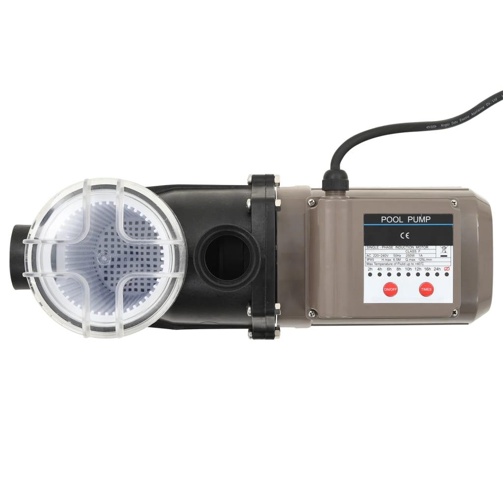 Musta uima-altaan pumppu ajastimella Slatineanu 0,25 HV 8 000 l/h
