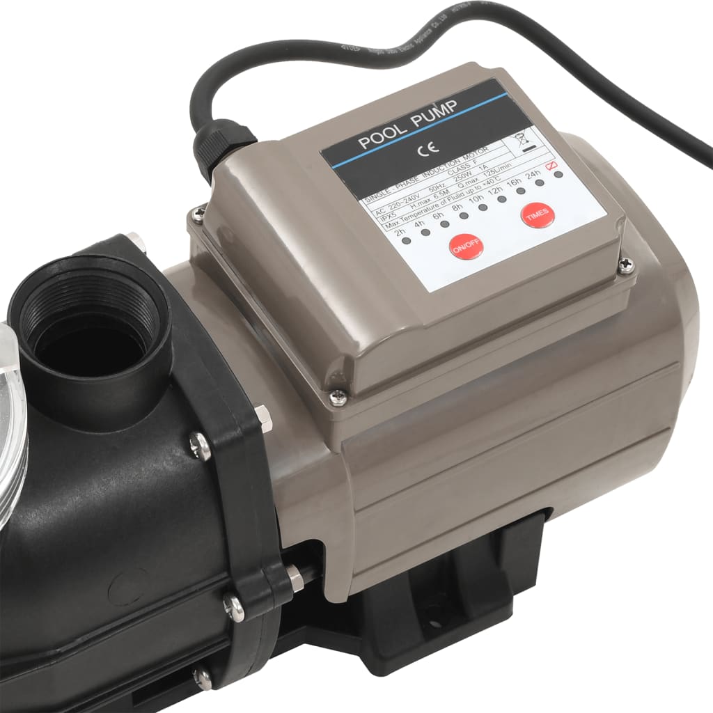 Musta uima-altaan pumppu ajastimella Slatineanu 0,25 HV 8 000 l/h