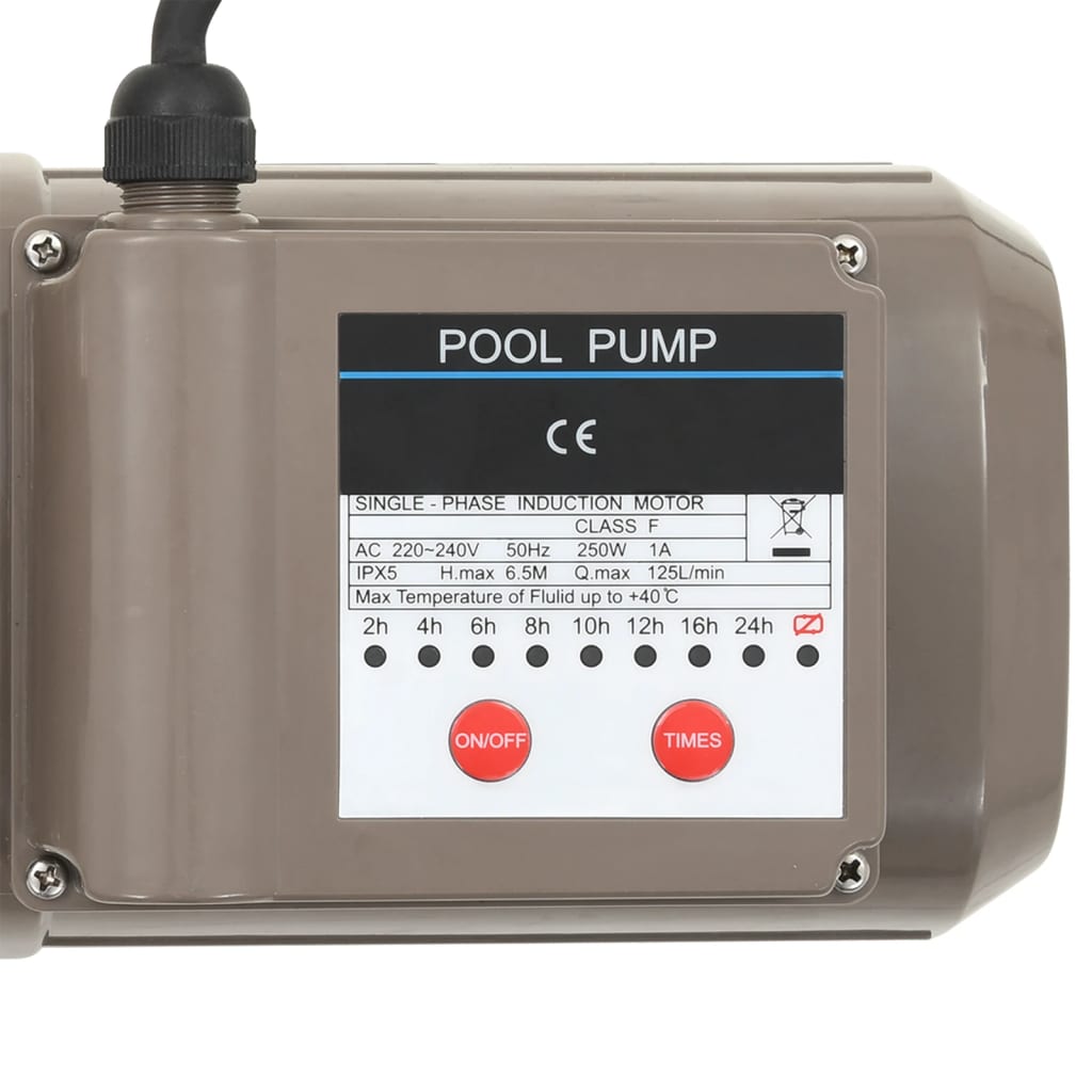 Musta uima-altaan pumppu ajastimella Slatineanu 0,25 HV 8 000 l/h