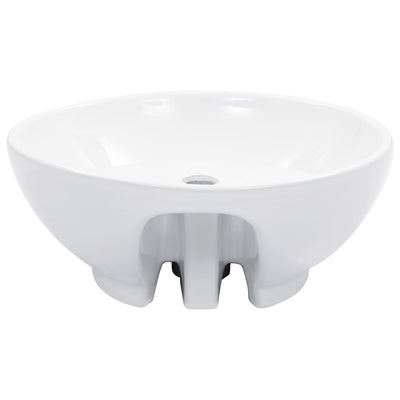 Pesuallas ylivuodolla 46,5x18 cm keraaminen valkoinen