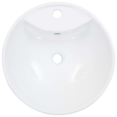 Pesuallas ylivuodolla 46,5x18 cm keraaminen valkoinen