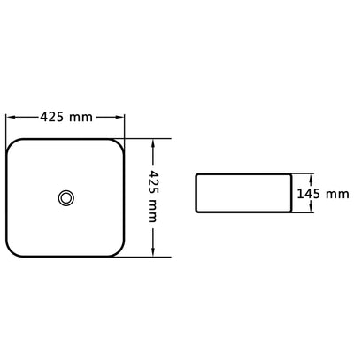 Pesuallas 42,5x42,5x14,5 cm keraaminen musta