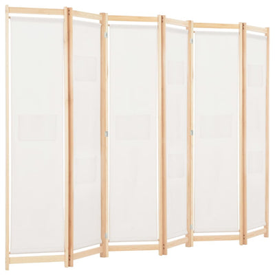 6-Paneelinen Tilanjakaja kerma 240x170x4 cm kangas