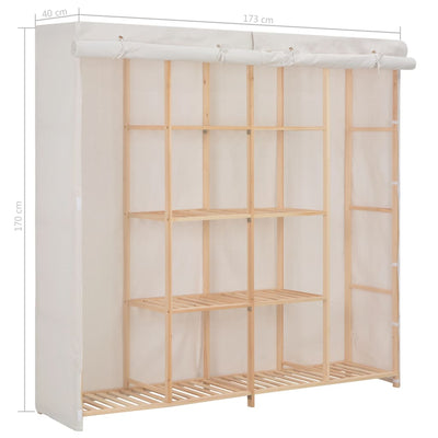 Valkoinen vaatekaappi Shelva 173x40x170cm (kangas)