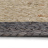 Käsintehty pyöreä juuttimatto tummanharmaalla reunalla 90 cm
