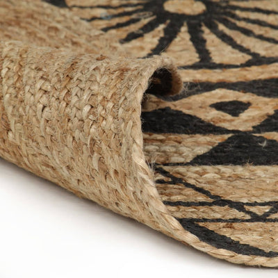 Musta käsintehty juuttimatto Manus 150cm