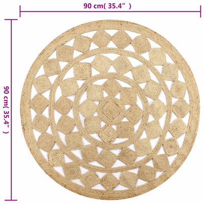 Käsintehty matto punottu juutti Sunica 90cm