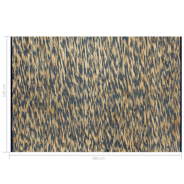 Käsintehty juuttimatto sininen ja luonnollinen 120x180 cm