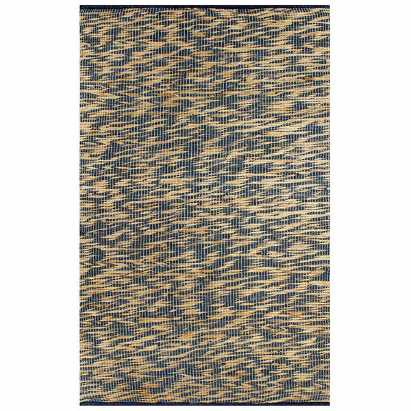 Käsintehty juuttimatto sininen ja luonnollinen 160x230 cm