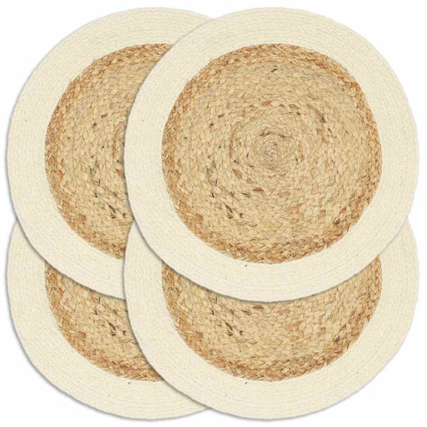 Tabletit 4 kpl luonnollinen 38 cm pyöreä juutti ja puuvilla