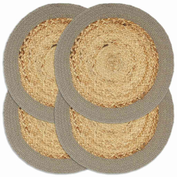 Tabletit 4 kpl luonnollinen/harmaa 38 cm juutti ja puuvilla
