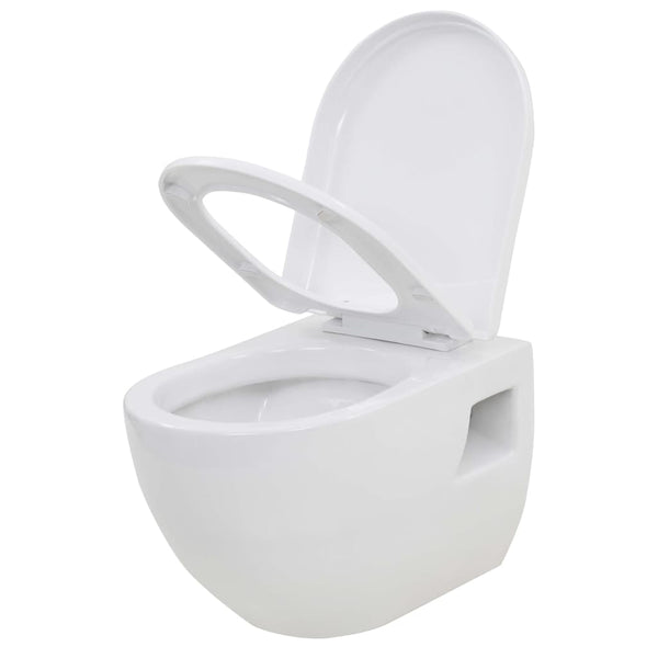 Valkoinen seinään kiinnitettävä wc ja piilotettu säiliö Sefchi (keramia)