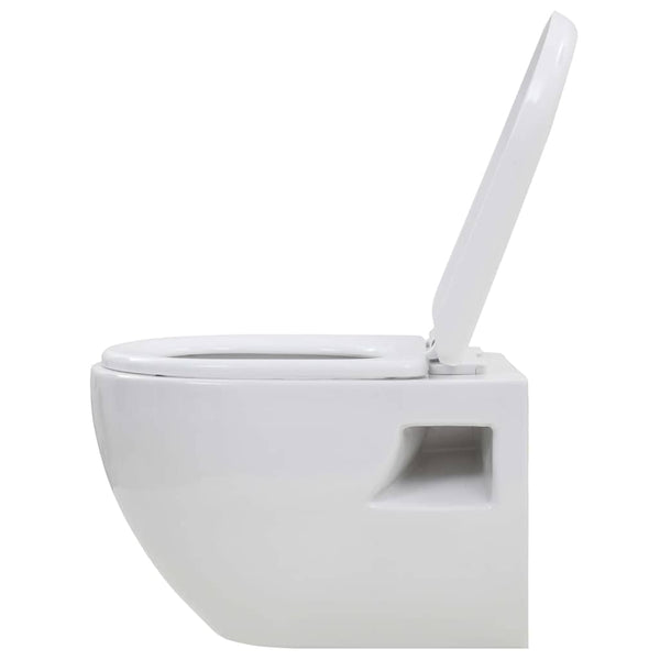 Valkoinen seinään kiinnitettävä wc ja piilotettu säiliö Sefchi (keramia)