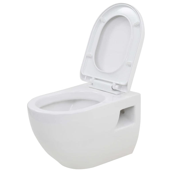 Valkoinen seinään kiinnitettävä wc ja piilotettu säiliö Sefchi (keramia)