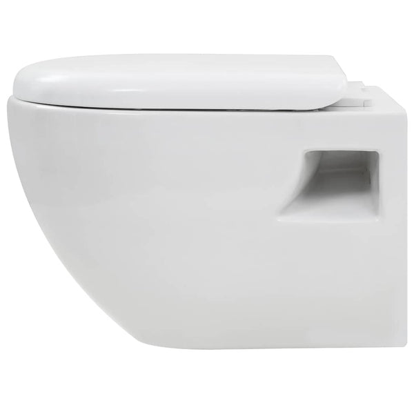 Valkoinen seinään kiinnitettävä wc ja piilotettu säiliö Sefchi (keramia)