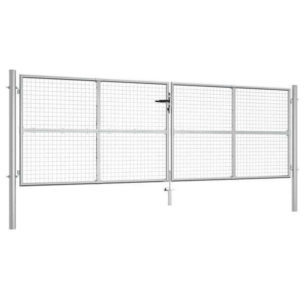 Puutarhan portti galvanoitu teräs 400x125 cm hopea