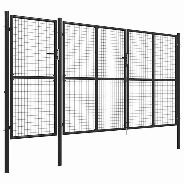 Puutarhan portti teräs 400x150 cm antrasiitti