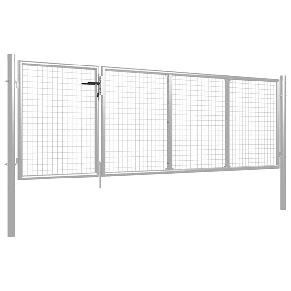 Puutarhan portti teräs 350x75 cm hopea
