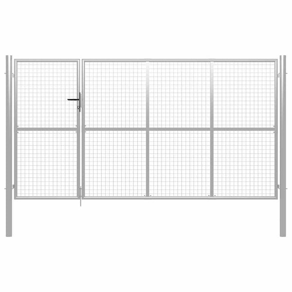 Puutarhan portti teräs 350x200 cm hopea