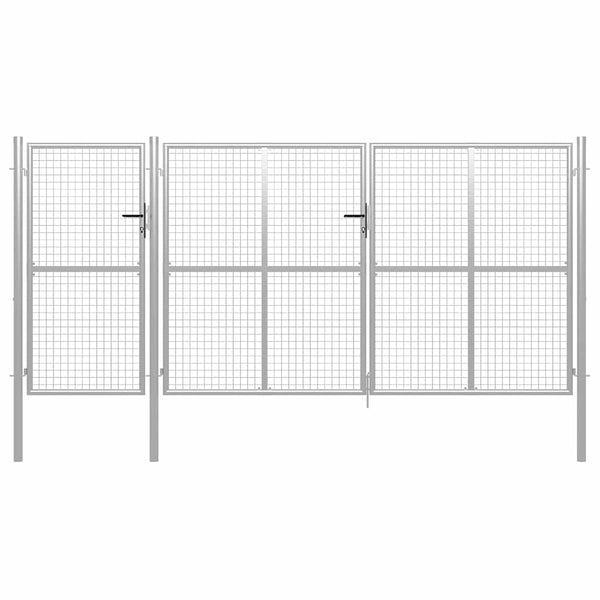 Puutarhan portti teräs 400x150 cm hopea