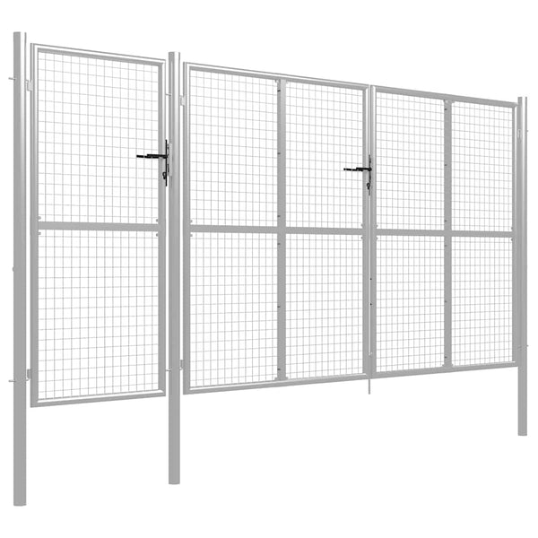 Puutarhan portti teräs 400x150 cm hopea