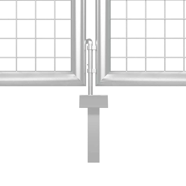 Puutarhan portti teräs 400x150 cm hopea