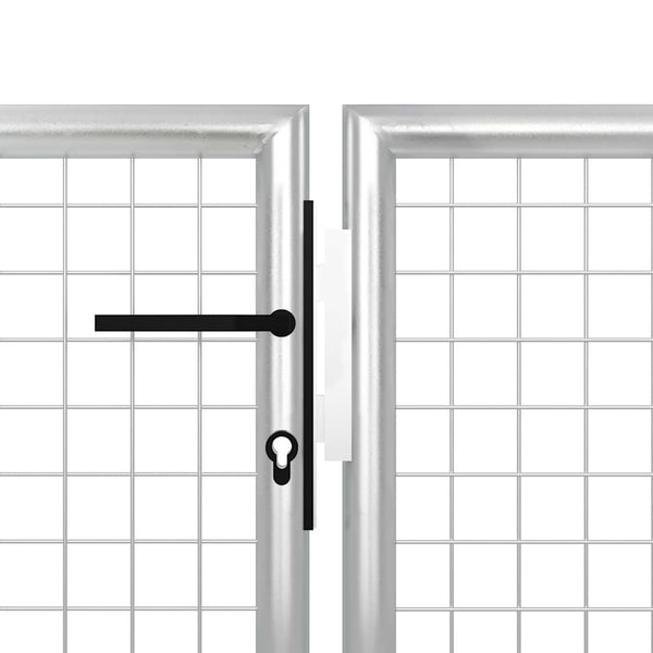 Puutarhan portti teräs 400x150 cm hopea