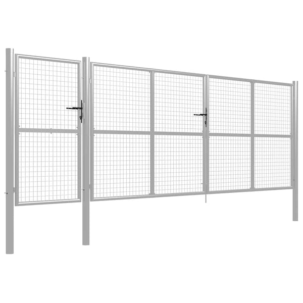 Puutarhan portti teräs 500x150 cm hopea