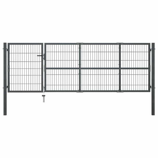 Puutarhan portti tolpilla teräs 350x100 cm antrasiitti
