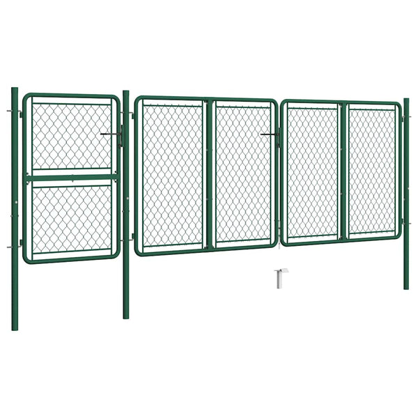 Puutarhan portti teräs 400x125 cm vihreä