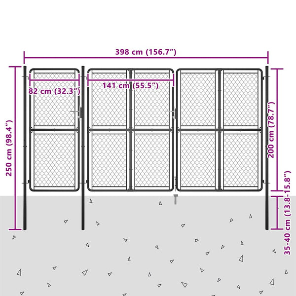 Puutarhan portti teräs 400x200 cm antrasiitti